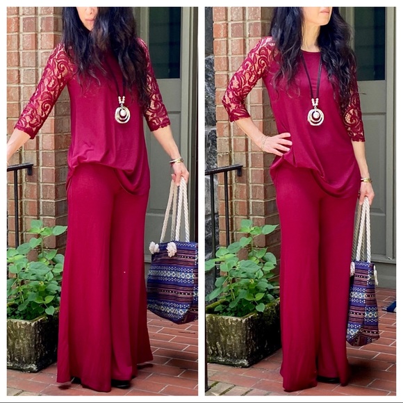 WINE FAVORITES FABULOUS WIDE LEG PANTS - Picture 7 of 15